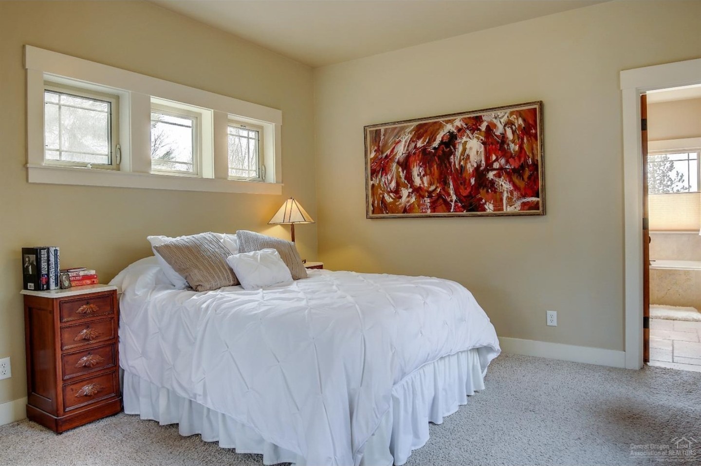 Bedroom with large windows, 9th St, Central Oregon