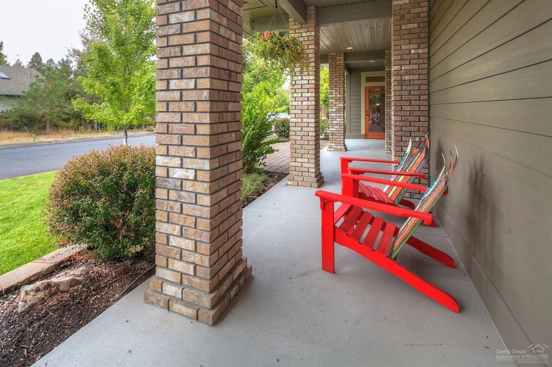 Covered front porch with seating, Baltimore Ave, Central Oregon