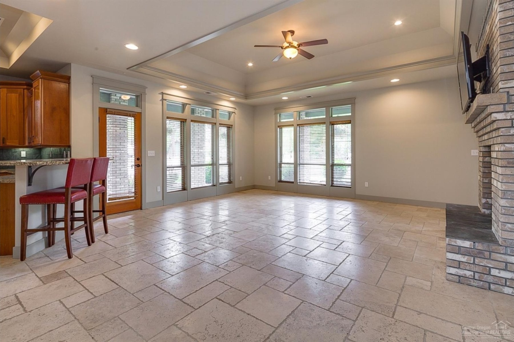 Bright great room with tall windows, Baltimore Ave, Central Oregon