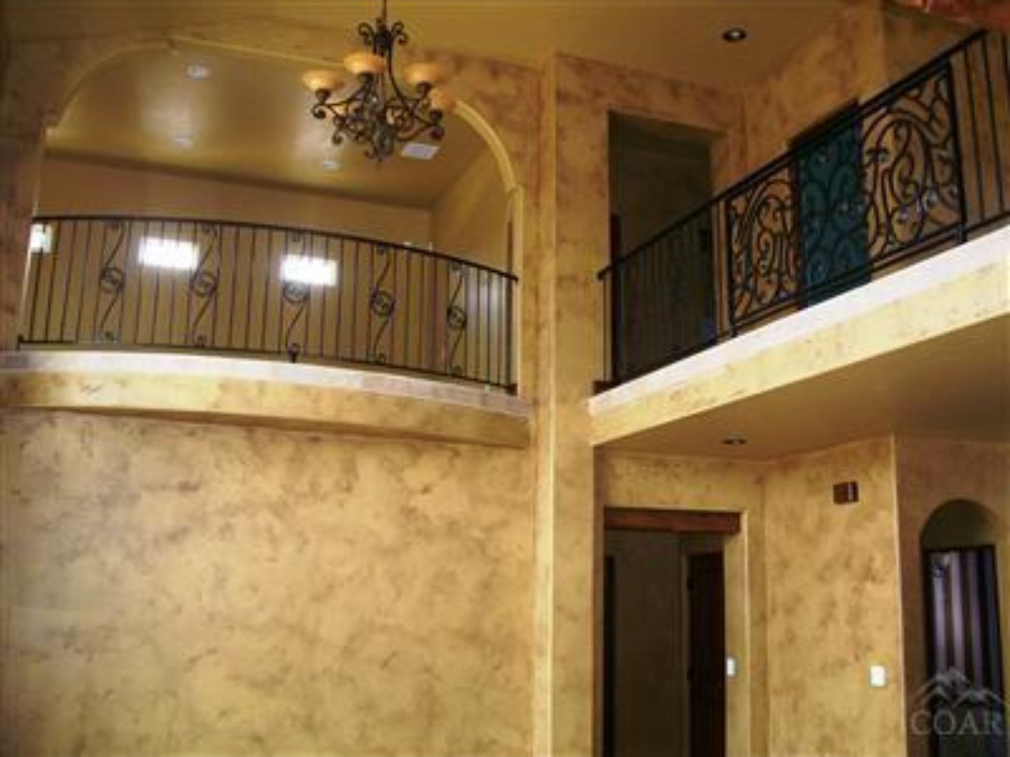 Interior archway and balcony railing, Ridgewater, Central Oregon